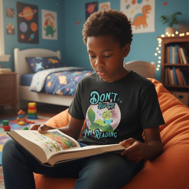 Dont Bug Me Im Reading Caterpillar Kids T-Shirt (For the kid who’d rather dive into a story than anything else.)
