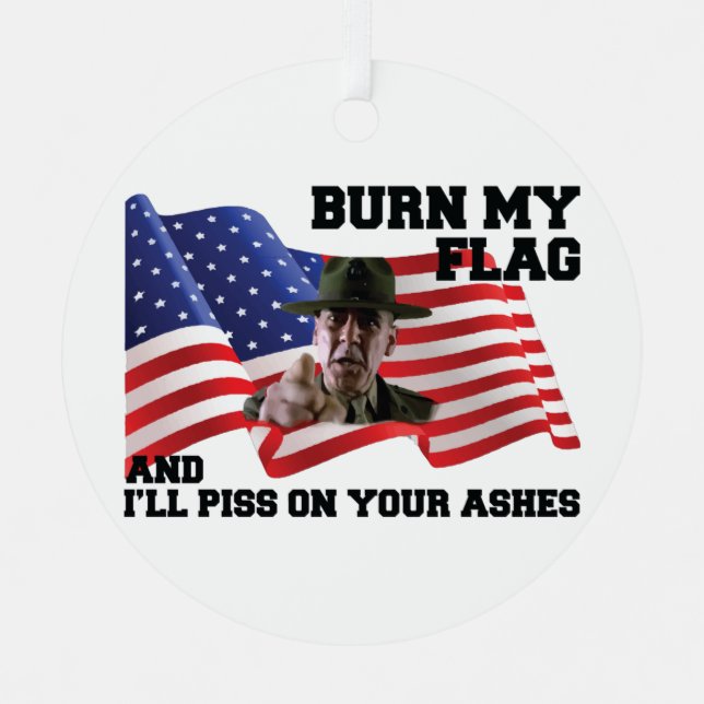 Don't burn my flag  metal tree decoration (Front)