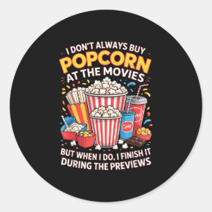 Don't buy popcorn film movie food night snack classic round sticker