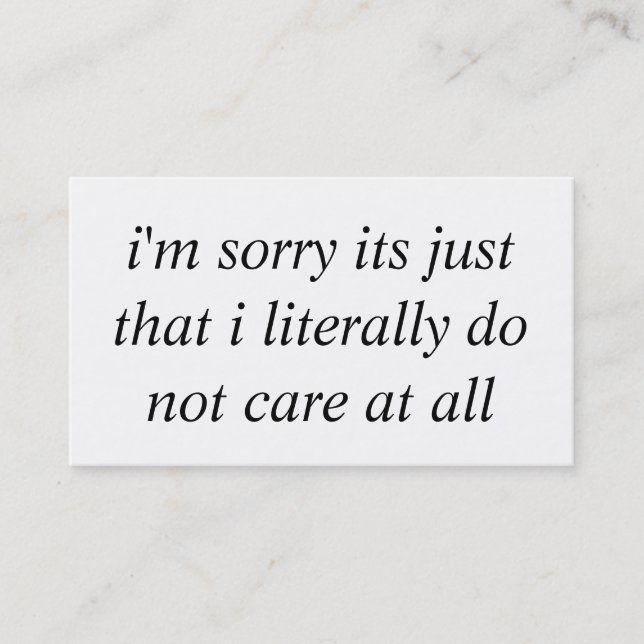 dont care business card (Front)