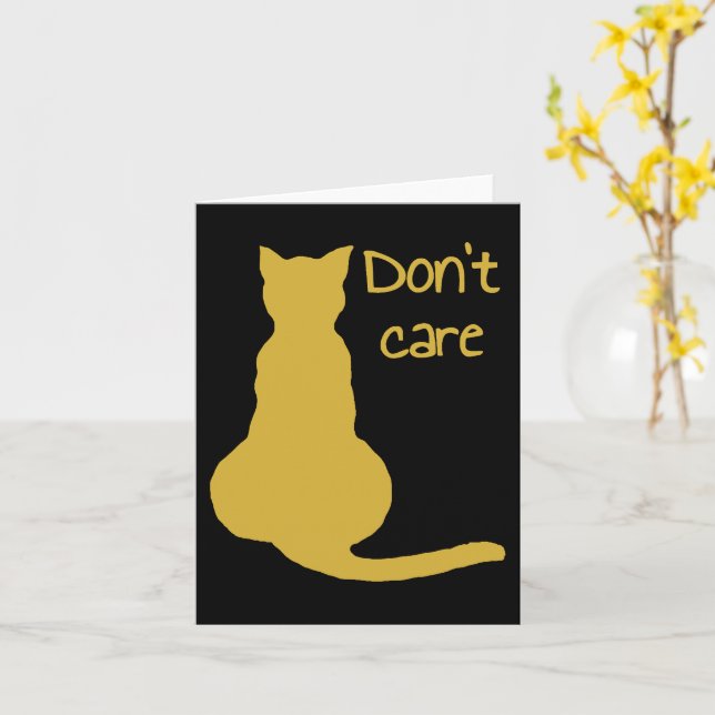 Dont Care Cat Quote Cartoon Vector Cut Out Card (Yellow Flower)