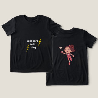 Don't Care Just Play – Cute Kids Girl T-ShiT-Shirt Tri-Blend Shirt