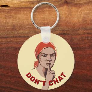 Don't Chat 1941 Soviet Poster with Custom Text Key Ring