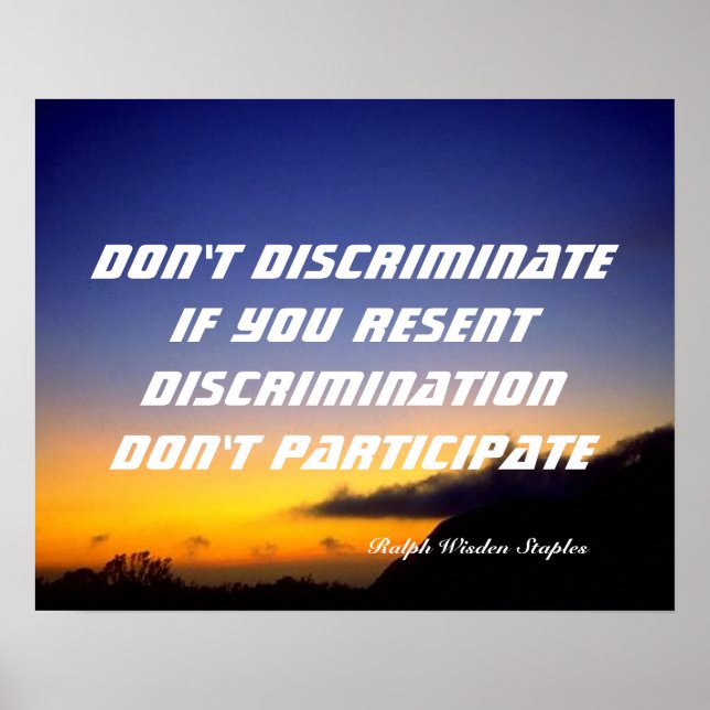 Don't discriminate poster (Front)