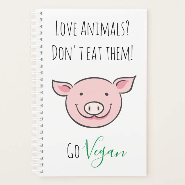 Don't eat them Vegan with cute cartoon farm animal Planner (Front)