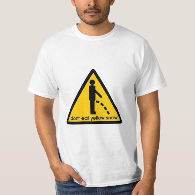 'DON'T EAT YELLOW SNOW' FUNNY SNOWBOARD SKI T-Shirt (Front)