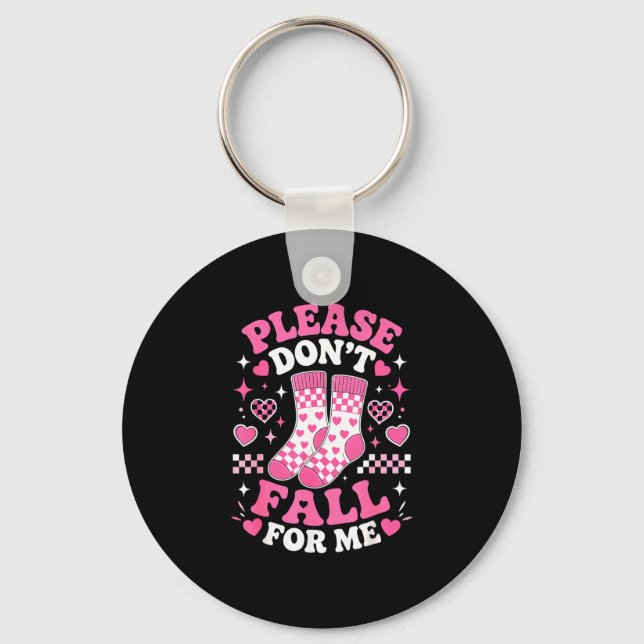 Dont fall for funny socks pun sarcastic joke humou key ring (Front)