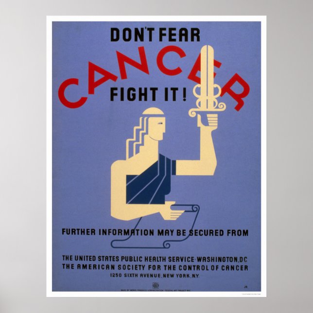 Don't Fear Cancer 1938 WPA Poster (Front)