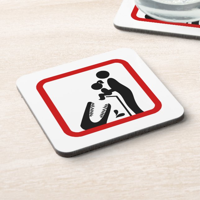 Don't Feed Daughter To The Crocodile Zoo Sign Coaster (Left Side)