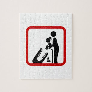 Don't Feed Daughter To The Crocodile Zoo Sign Jigsaw Puzzle