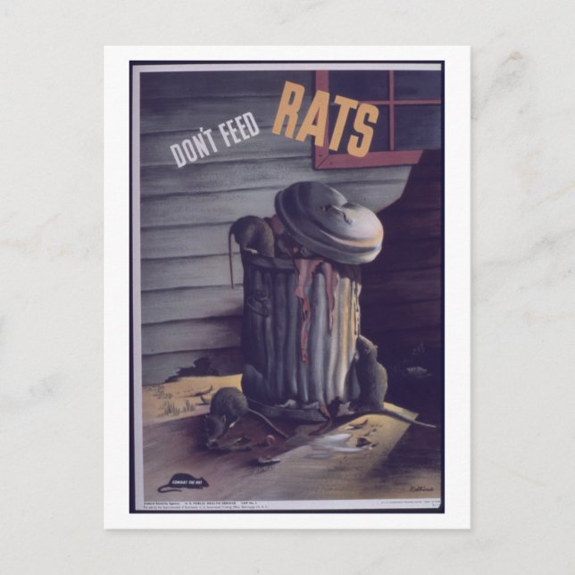 Don't_Feed_Rats.-_-_NARA_Propaganda Poster Postcard (Front)