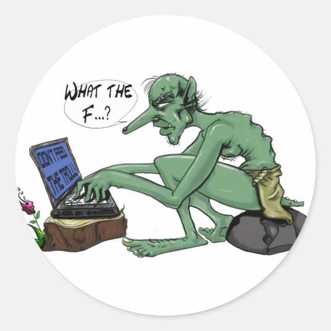Don't feed the troll classic round sticker (Front)