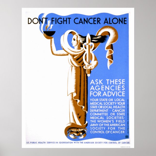 Don't Fight Cancer Alone 1938 WPA Poster (Front)