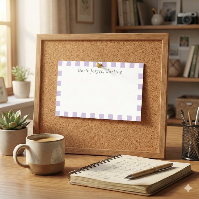 Don't Forget Darling | Cute Lavender Check Post-it Notes (Creator Uploaded)
