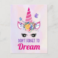 Don't Forget to Dream Cute Pink Unicorn
