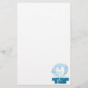 don't forget to floss flossing cartoon tooth stationery