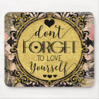 Don't Forget to Love Yourself Black Marble Swirl