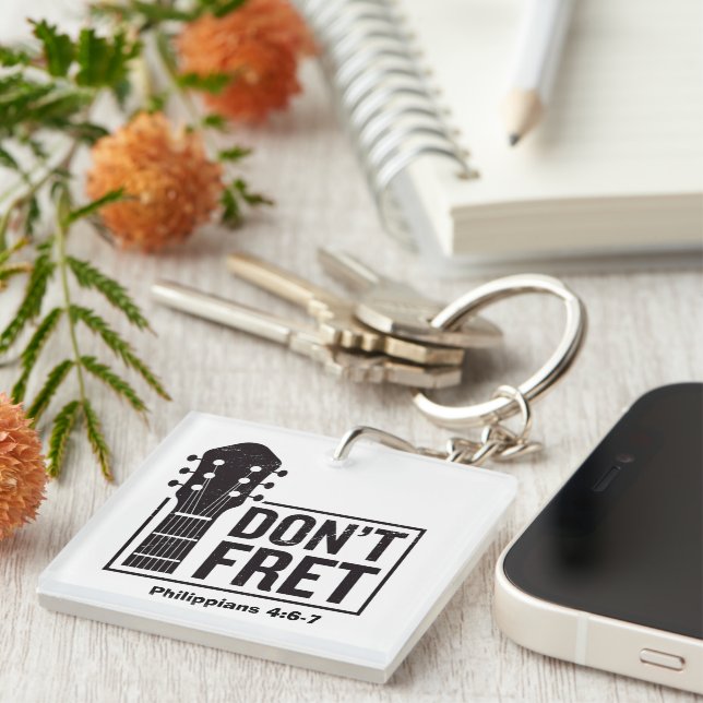 Don't fret (Philippians 4:6-7) Guitar  Key Ring (Front Right)
