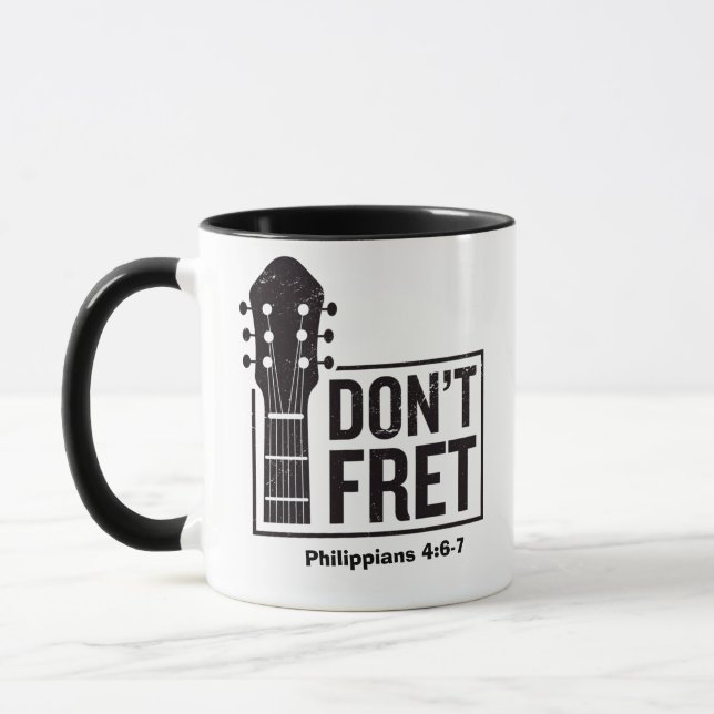Don't fret (Philippians 4:6-7) Guitar  Mug (Left)