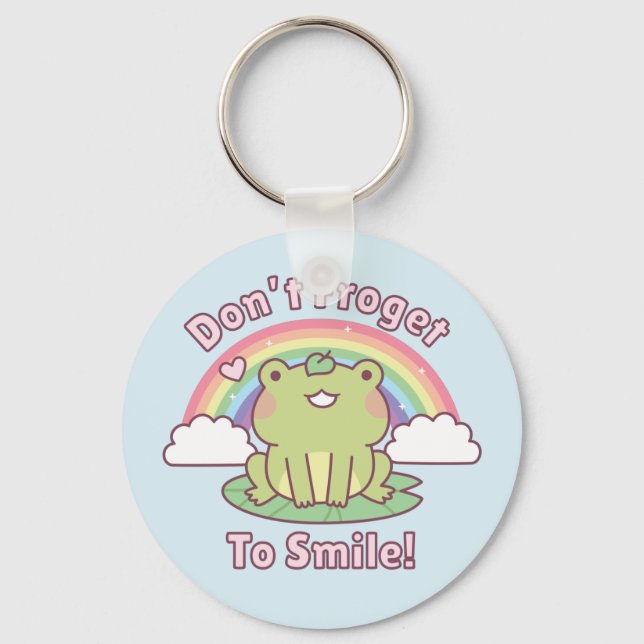 Dont Froget To Smile Cute Frog Pun Key Ring (Front)