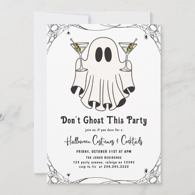 Dont Ghost This Party Martini Halloween Party Invitation (Front)