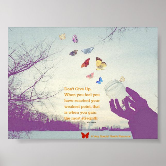 Don't Give Up Butterfly Poster (Front)