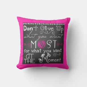 Don't Give Up Chalkboard Look Pillow