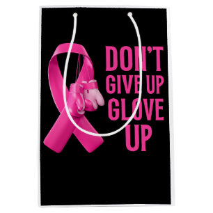 Don't give up glove up boxing cancer awareness medium gift bag