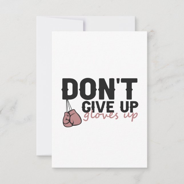 Don't Give Up Glove Up Funny Boxing Sport Thank You Card (Front)