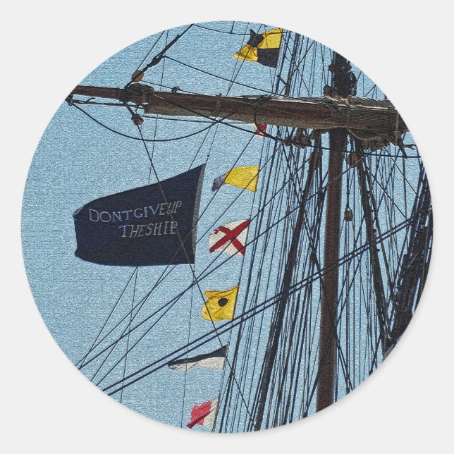Don't Give Up The Ship Flag Sticker (Front)