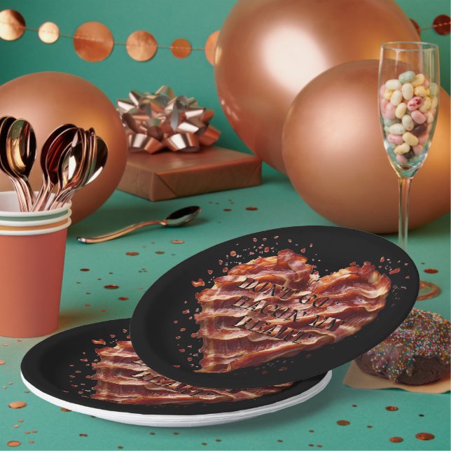 Dont Go Bacon My Heart, Funny  Paper Plate (Multi)