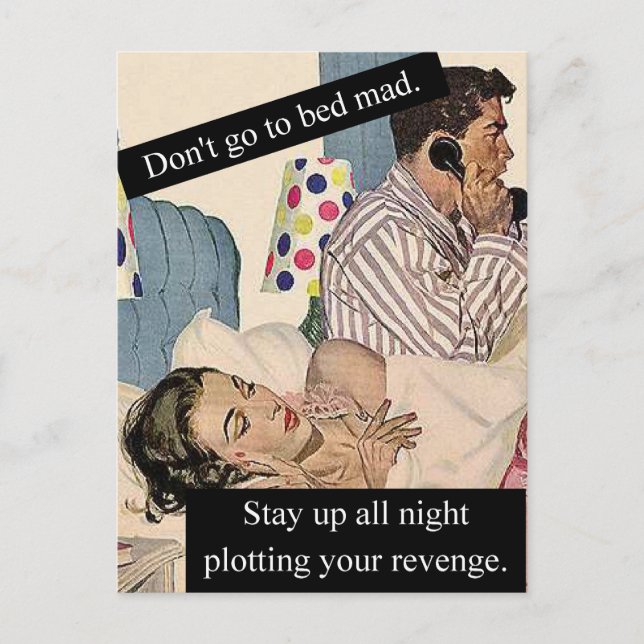 Don't Go To Bed Mad Funny Vintage Postcard (Front)
