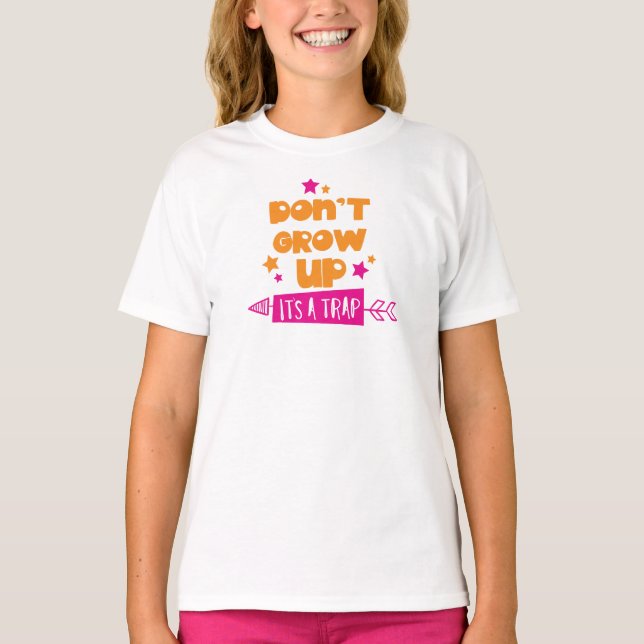 Don't Grow Up It's A Trap, Arrow, Stars T-Shirt (Front)
