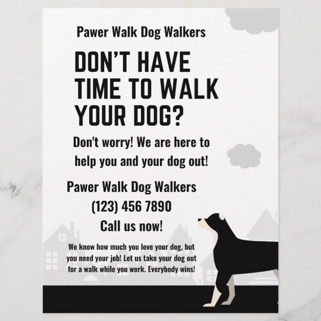 Don't Have Time To Walk Your Dog Walker Flyer (Front)