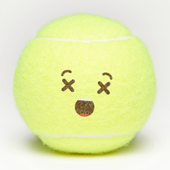 Don't Hit Me! Kawaii Cute Emoticon Emoji Tennis Balls (Front)