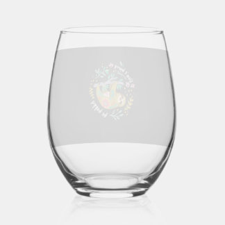 Don't Hurry Be Happy, Cute Lazy Funny Sloth T-Shir Stemless Wine Glass