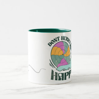 Don't Hurry Be Happy Cute Snail Design Two-Tone Coffee Mug
