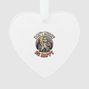 Don't Hurry, Be Happy Sloth Hiking Team Ornament