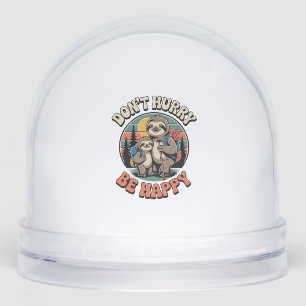 Don't Hurry, Be Happy Sloth Hiking Team Snowglobe