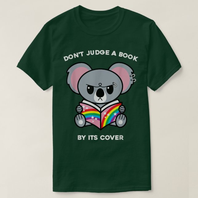 Don't Judge A Book By Its Cover Reading Nerd Koala T-Shirt (Design Front)