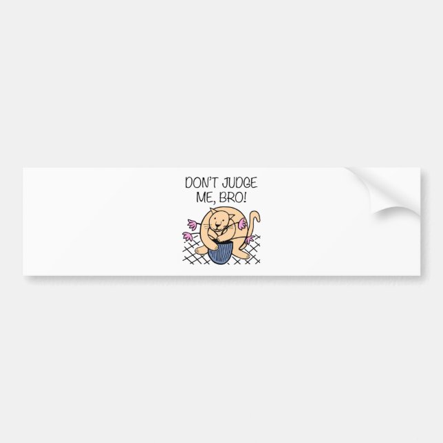 Don't Judge Me Bro Cat Cartoon Bumper Sticker (Front)