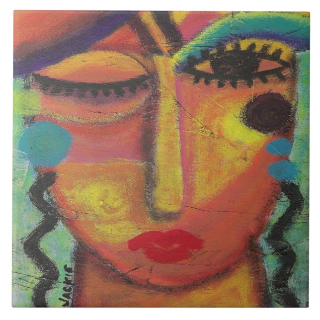 Don't Know Don't Care Abstract Acrylic Painting  Tile (Front)