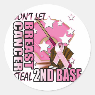 Don't Let Breast Cancer Steal 2nd Base Classic Round Sticker
