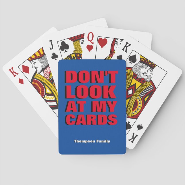 'don't look at my cards' fun family moments playing cards (Back)