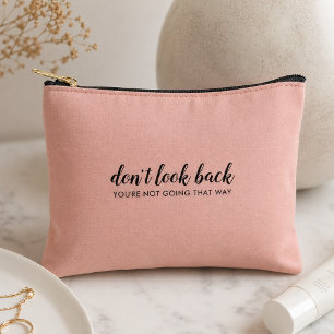 Don't Look Back Modern Uplifting Peachy Pink Accessory Pouch
