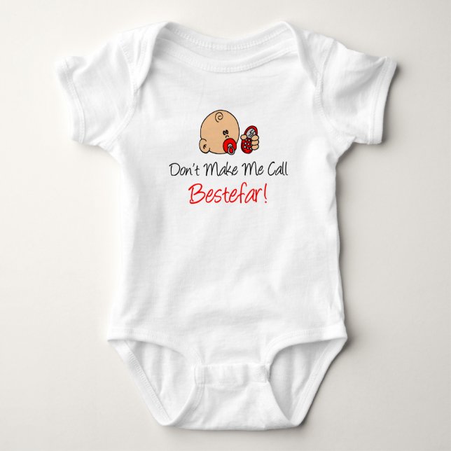 Don't Make Me Call Bestefar Norwegian Grandchild Baby Bodysuit (Front)