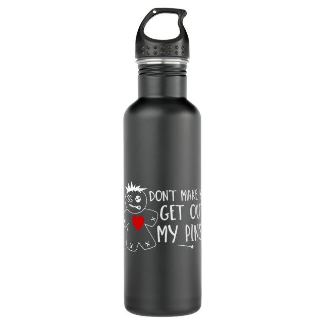 Dont Make Me Get Out My Pins Cute Voodoo Doll 710 Ml Water Bottle (Front)