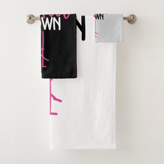Don't Make Me Put My Foot Down - Funny Flamingo Bath Towel Set (Insitu)