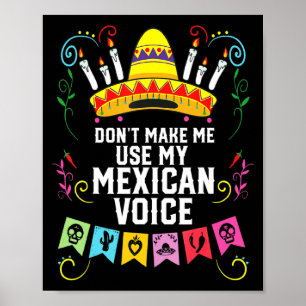 Dont Make Me Use My Mexican Voice Mexico Pride  Poster