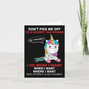 Don't Me Off I'm A Mpy Old Woman Funny Unicorn Quo Card